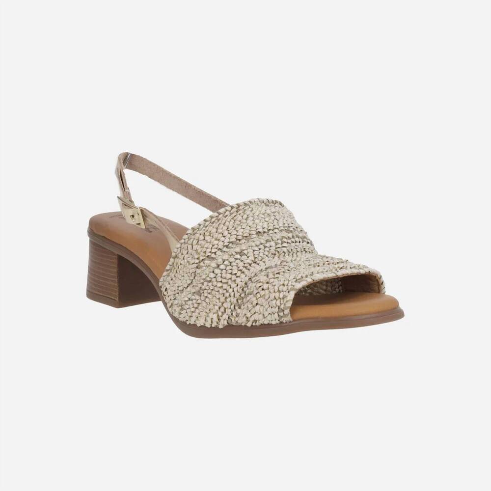 NEW ERIC MICHAEL women's rafa low heel woven slingback sandal in off white/ beig